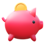 3d fluency style sparschwein mit münze icon