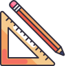 Triangle rule and pencil icon