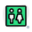 Visiting room with couples on stickman logotype icon
