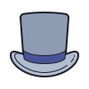 color hand drawn style top hat icon
