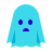 color glass style sad ghost icon