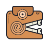 color hand drawn style mayan sculpture icon