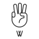 Letter W in ASL icon