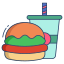 stuffed bean burger with coke icon