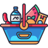 shopping basket with product inside icon
