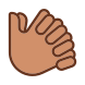 Externo-Mãos-entrelaçadas-gesto-de-mão-preenchido-ícones-de-cor-papa-vetor-3 icon