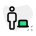 Remote working employee from home on laptop icon