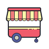 color hand drawn style 음식 카트 icon