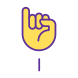 Carta-I-externa-em-ASL-linguagem-de-gestos-americana-preenchida-ícones-de-cor-vetor-papa icon