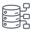 Círculo de design de esboço de rede e rede de banco de dados externo icon