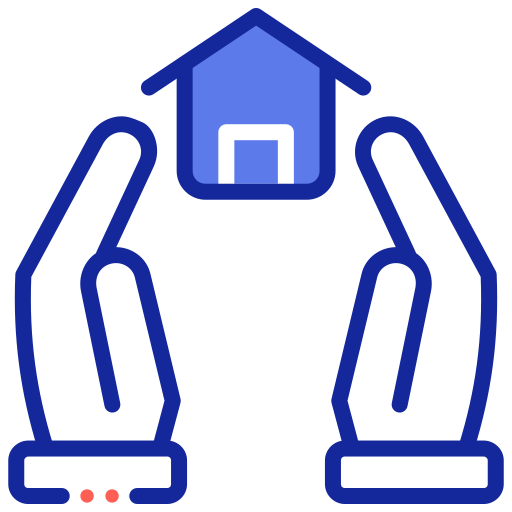 Volunteer hands building a home icon