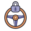 color hand drawn style lenkradschloss warnung icon