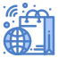 외부 가방-사물인터넷-플랫아티콘-블루-플랫아티콘 icon