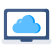 laboratório de vetores planos de nuvem externa para laptop e nuvem icon