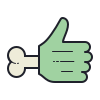 color hand drawn style zombie hand thumbs up icon