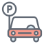 cerchio di progettazione con contorni riempiti di parti di ricambio per auto-parcheggio-esterno icon