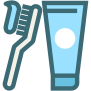 toothbrush and toothpaste icon