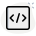 Software programming language with brackets and slash logotype icon