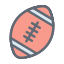 círculo de design de contorno preenchido com atividades esportivas de bola de rugby externo icon