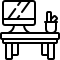 desk with computer icon