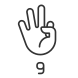 外部-Digit-Nine-in-ASL-アメリカ手話-線形-アウトライン-アイコン-パパ-ベクター icon