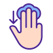 three finger touch downwards icon