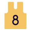 Basketball jersey with eight numbers worn by famous player icon