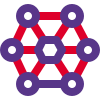 Atom structure with lattice holding each other icon