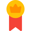 Online membership with crown and single ribbon icon
