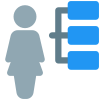 Hierarchy chart of a organization with list of businesswoman icon