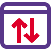 Uplink and downlink stats on a web browser icon