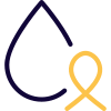 Blood cancer patient with ribbon logotype layout icon