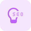 Seo ideas and innovation with lighting bulb isolated on a white background icon