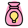 New creation of wealth ideas with sack bag and bulb icon