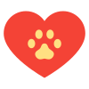 Heart with dog paw icon