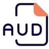 The AUD file extension is a data format used for AUD compressed audio files or sound clips icon