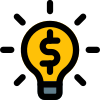 Lamp with dollar sign money idea concept icon