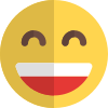 Smiling facial expression with eyes curve and mouth open icon