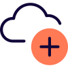 Add data on cloud network storage online icon