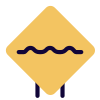 Rough road ahead with multiple bumps traffic board icon
