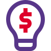 Money idea with a dollar sign on lighting bulb icon