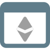 Ethereum cryptocurrency webpage with its Logo on internet browser icon