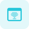 Achievement on web page with winning trophy icon