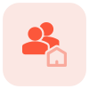 Group of employees living in a common shed house icon