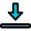 Download processing bar with downwards arrow logotype icon