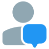 Classical user using cellular chat message with speech bubble layout icon