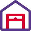 Open shutter of material handling storage unit icon