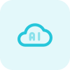 Artificial intelligence Technology over the cloud network isolated on a white background icon