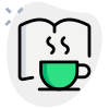 Academic book with a coffee cup isolated on a white background icon