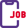 Online jobs application available on a smartphone icon